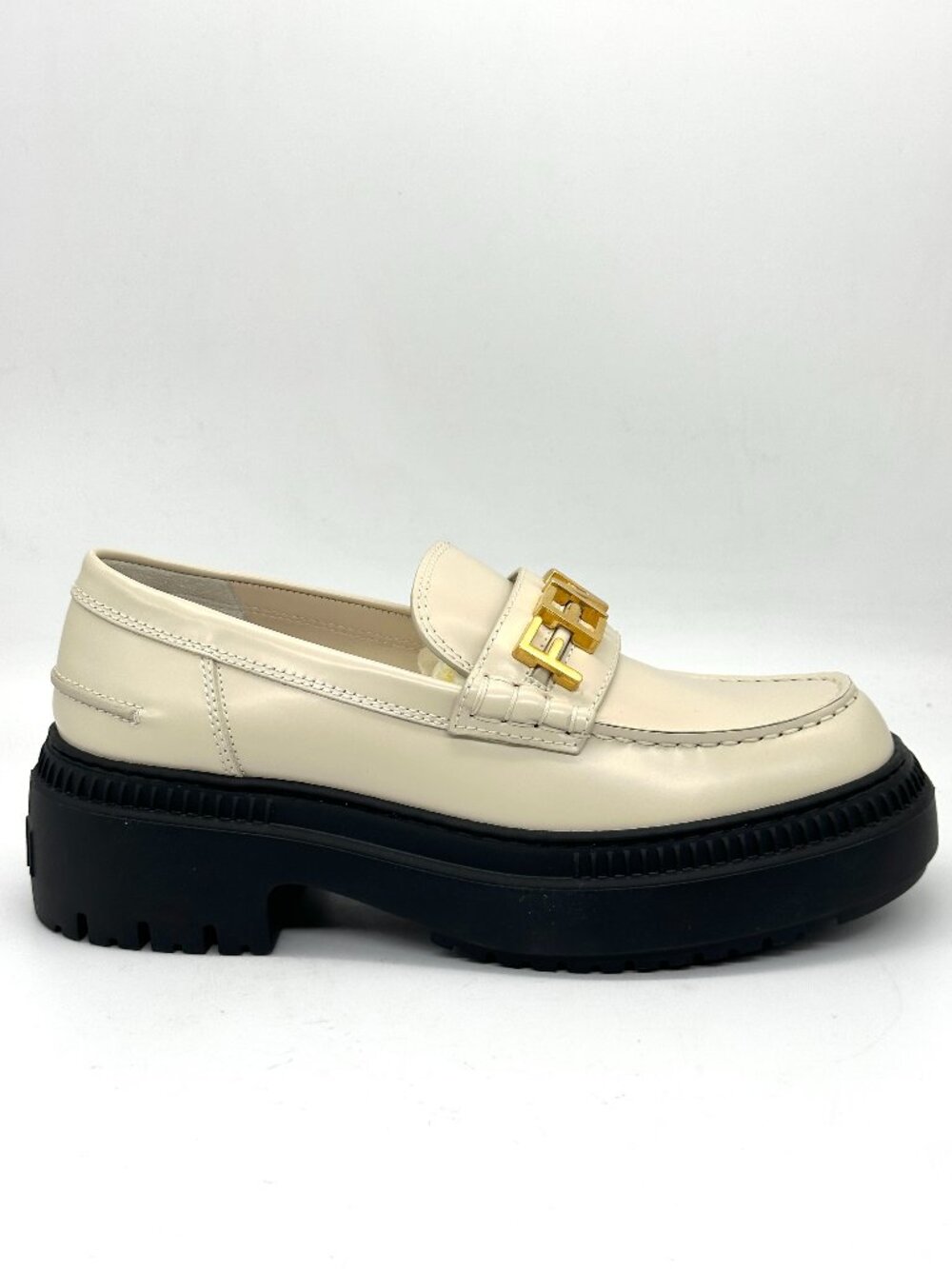 FENDI Fendigraphy Graphy Signature Logo Leather Platform Loafers Shoes - Picture 11 of 16